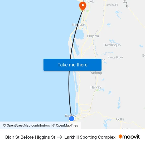 Blair St Before Higgins St to Larkhill Sporting Complex map