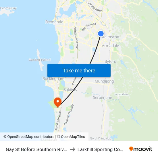Gay St Before Southern River Rd to Larkhill Sporting Complex map