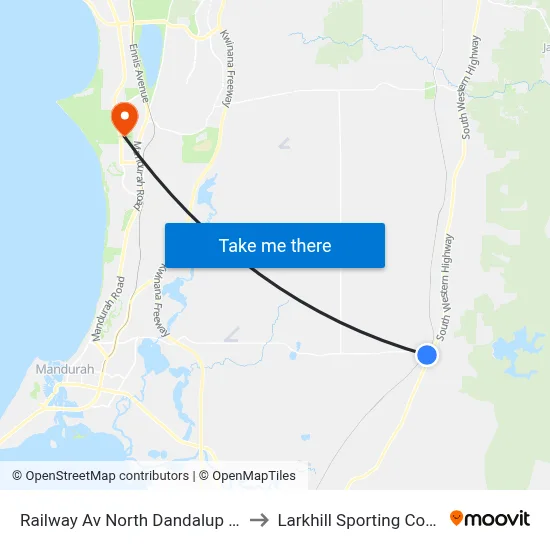 Railway Av North Dandalup Station to Larkhill Sporting Complex map