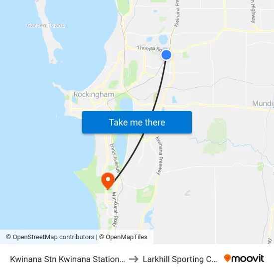 Kwinana Stn Kwinana Station Transwa to Larkhill Sporting Complex map
