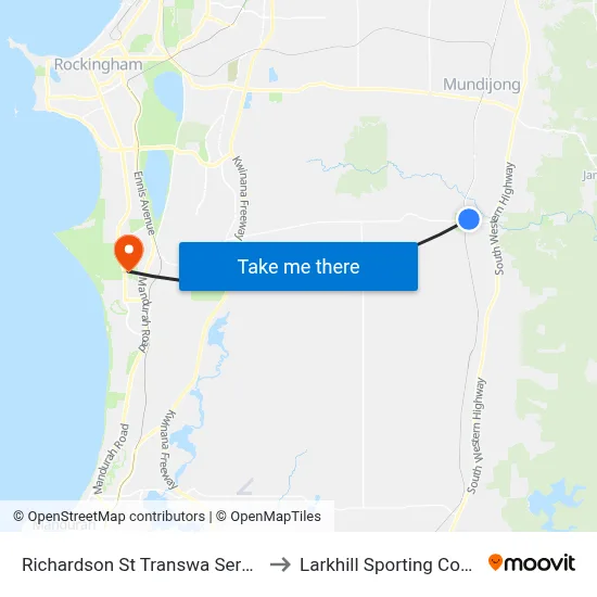 Richardson St Transwa Serpentine to Larkhill Sporting Complex map