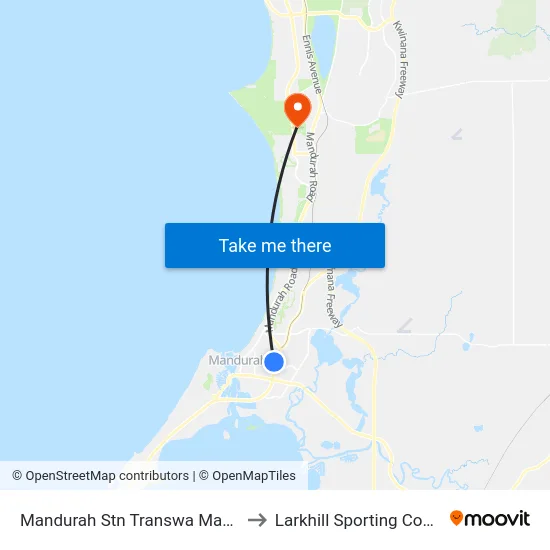 Mandurah Stn Transwa Mandurah to Larkhill Sporting Complex map