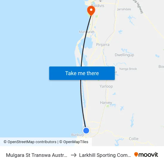 Mulgara St Transwa Australind to Larkhill Sporting Complex map