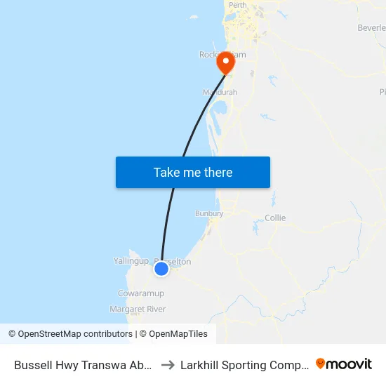 Bussell Hwy Transwa Abbey to Larkhill Sporting Complex map