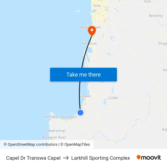 Capel Dr Transwa Capel to Larkhill Sporting Complex map