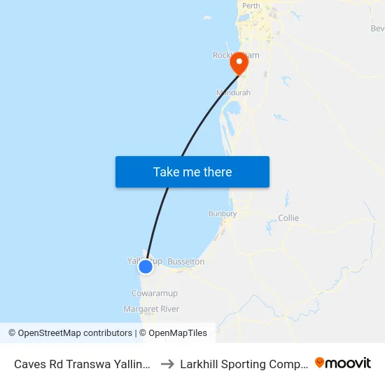 Caves Rd Transwa Yallingup to Larkhill Sporting Complex map
