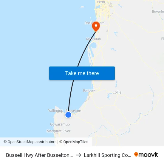 Bussell Hwy After Busselton Bypass to Larkhill Sporting Complex map