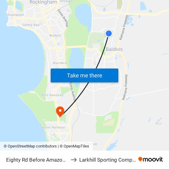 Eighty Rd Before Amazon Dr to Larkhill Sporting Complex map
