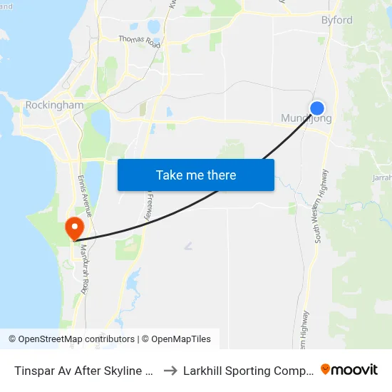 Tinspar Av After Skyline Bvd to Larkhill Sporting Complex map