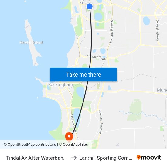 Tindal Av After Waterbank Av to Larkhill Sporting Complex map