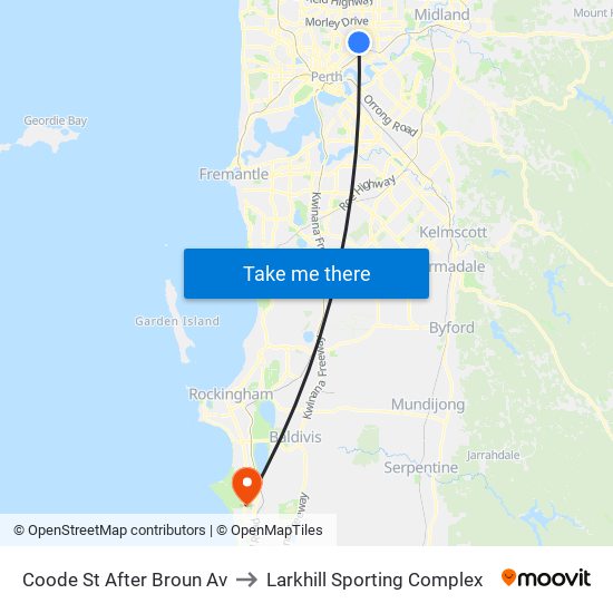 Coode St After Broun Av to Larkhill Sporting Complex map