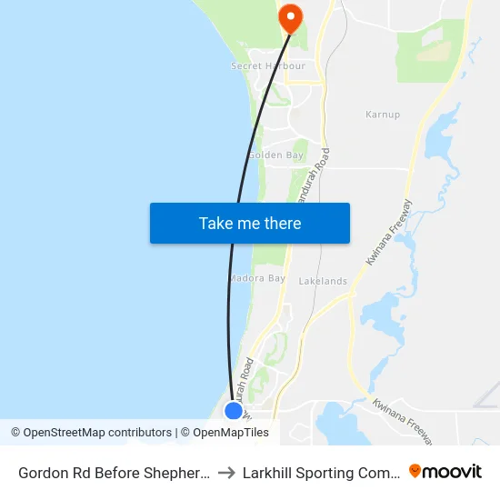 Gordon Rd Before Shepherd Rd to Larkhill Sporting Complex map