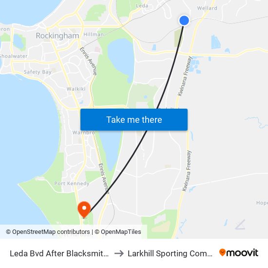 Leda Bvd After Blacksmith Dr to Larkhill Sporting Complex map