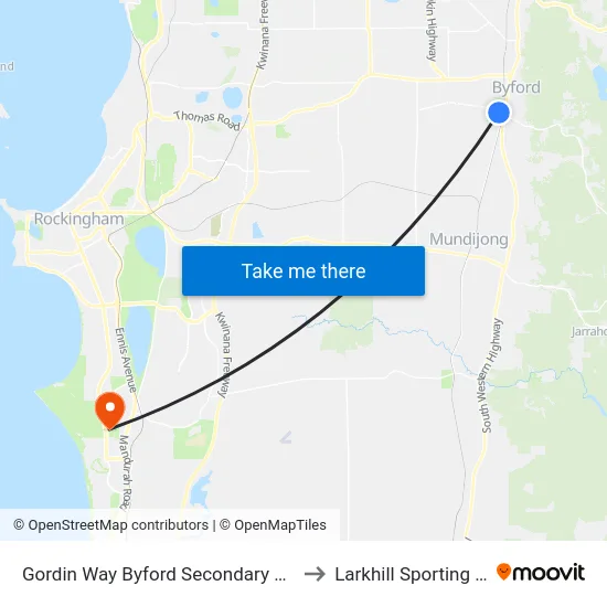 Gordin Way Byford Secondary College Stand 3 to Larkhill Sporting Complex map