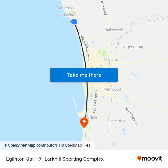 Eglinton Stn to Larkhill Sporting Complex map