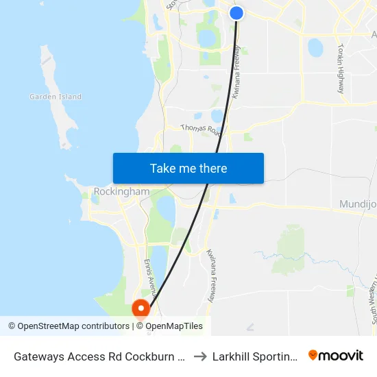 Gateways Access Rd Cockburn Gateway Shop Ctr to Larkhill Sporting Complex map