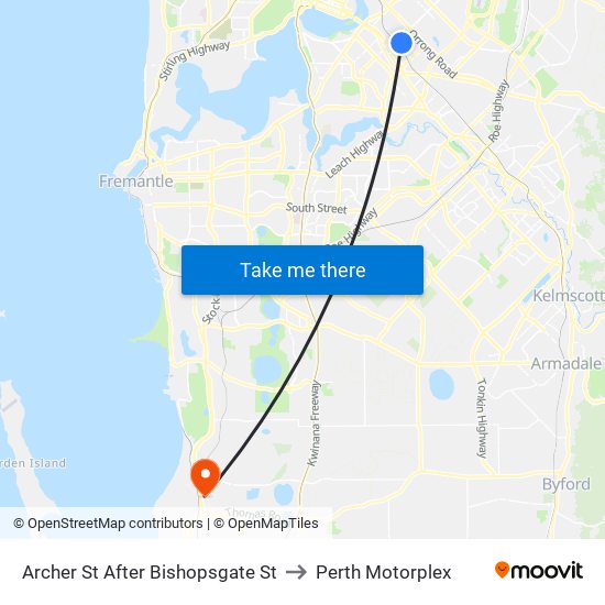 Archer St After Bishopsgate St to Perth Motorplex map