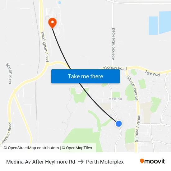 Medina Av After Heylmore Rd to Perth Motorplex map