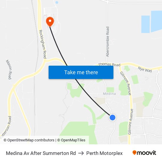 Medina Av After Summerton Rd to Perth Motorplex map