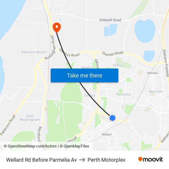 Wellard Rd Before Parmelia Av to Perth Motorplex map