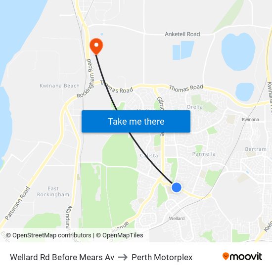 Wellard Rd Before Mears Av to Perth Motorplex map