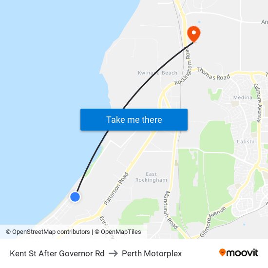 Kent St After Governor Rd to Perth Motorplex map