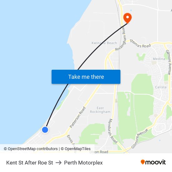 Kent St After Roe St to Perth Motorplex map