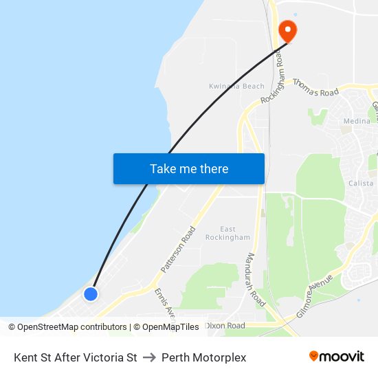 Kent St After Victoria St to Perth Motorplex map