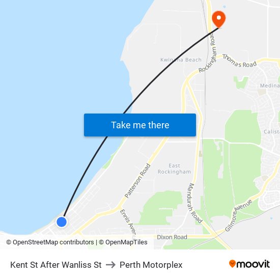 Kent St After Wanliss St to Perth Motorplex map