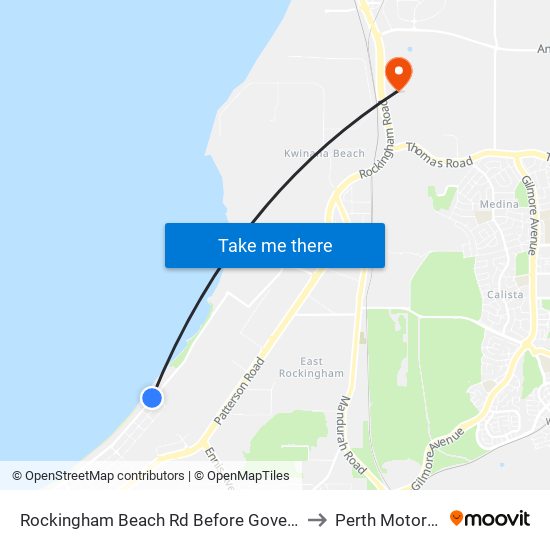 Rockingham Beach Rd Before Governor Rd to Perth Motorplex map