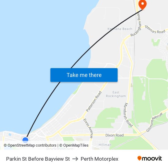 Parkin St Before Bayview St to Perth Motorplex map