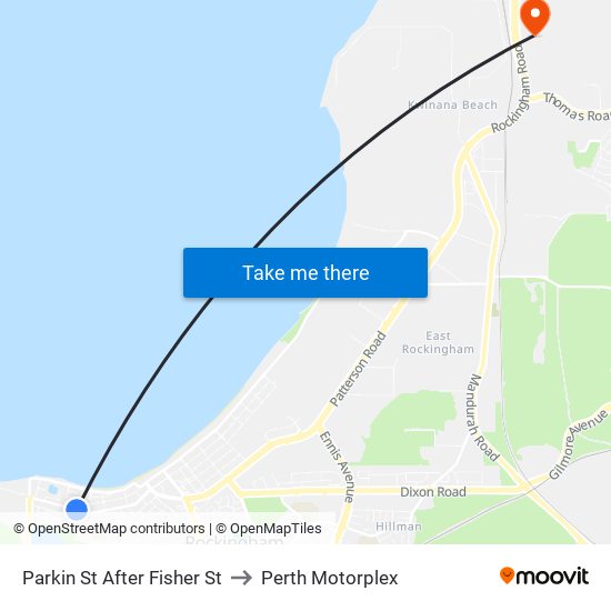 Parkin St After Fisher St to Perth Motorplex map