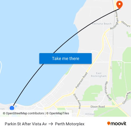 Parkin St After Vista Av to Perth Motorplex map