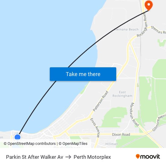 Parkin St After Walker Av to Perth Motorplex map