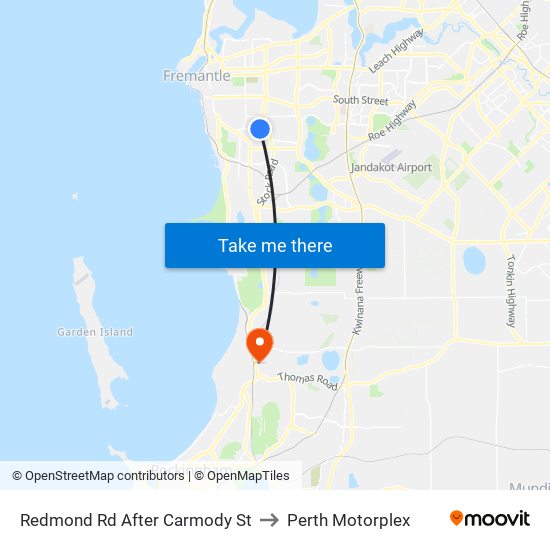 Redmond Rd After Carmody St to Perth Motorplex map
