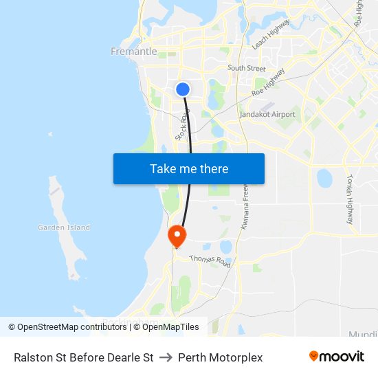 Ralston St Before Dearle St to Perth Motorplex map