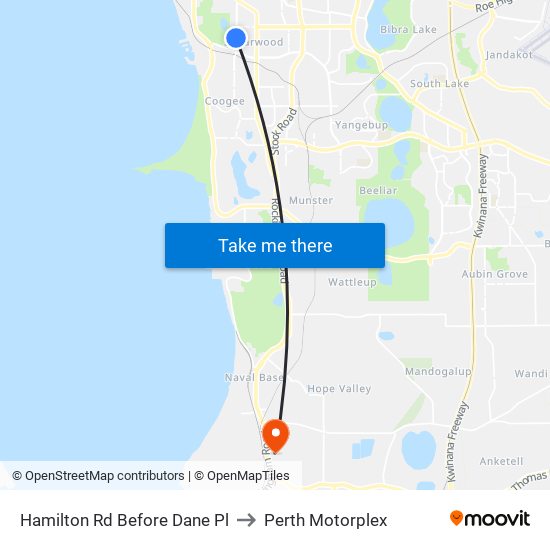 Hamilton Rd Before Dane Pl to Perth Motorplex map