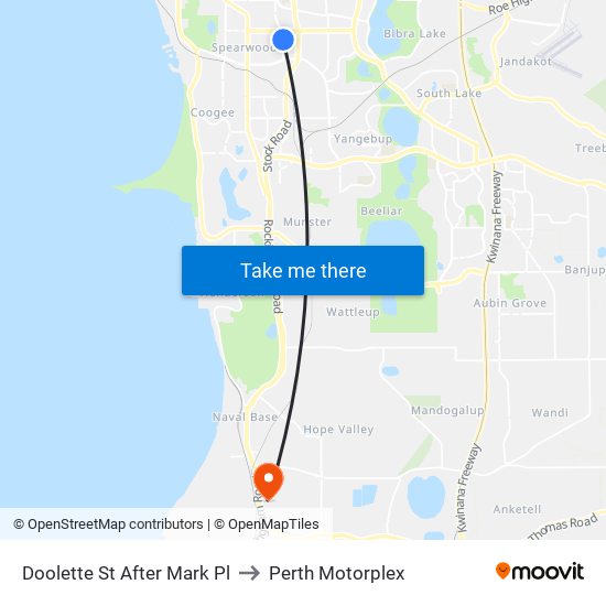 Doolette St After Mark Pl to Perth Motorplex map