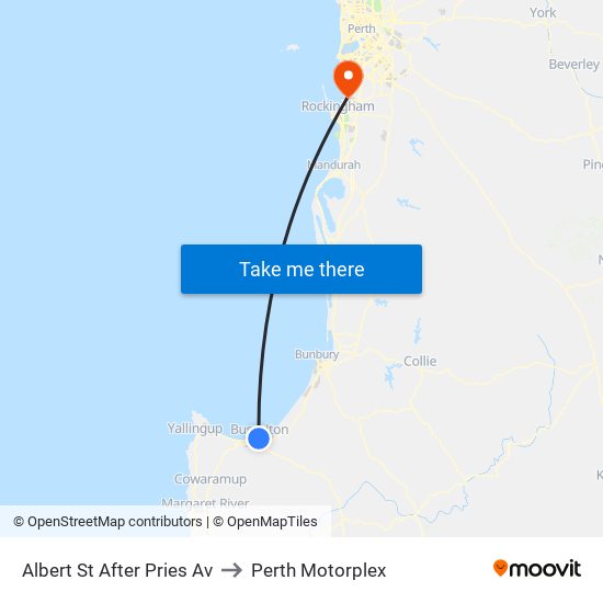 Albert St After Pries Av to Perth Motorplex map