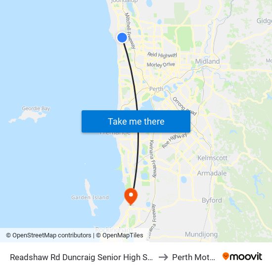 Readshaw Rd Duncraig Senior High School Stand 3 to Perth Motorplex map