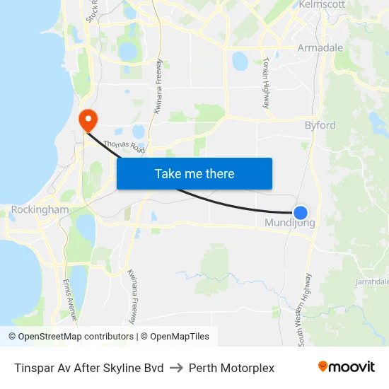 Tinspar Av After Skyline Bvd to Perth Motorplex map