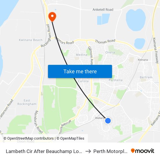 Lambeth Cir After Beauchamp Loop to Perth Motorplex map