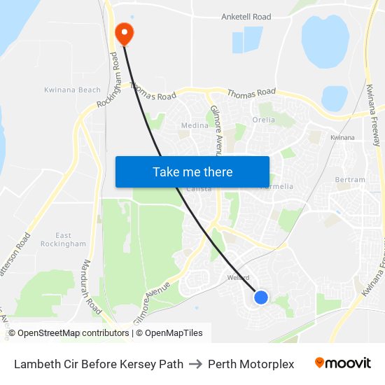 Lambeth Cir Before Kersey Path to Perth Motorplex map