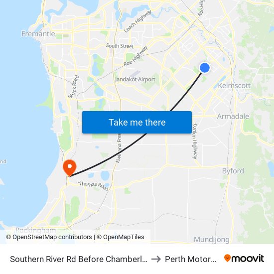 Southern River Rd Before Chamberlain St to Perth Motorplex map