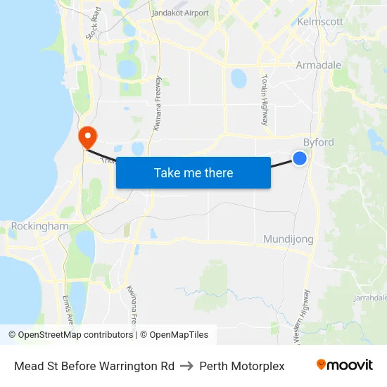 Mead St Before Warrington Rd to Perth Motorplex map