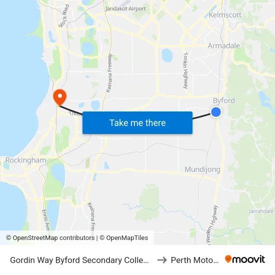 Gordin Way Byford Secondary College Stand 3 to Perth Motorplex map