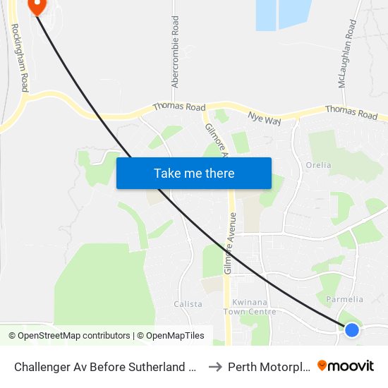 Challenger Av Before Sutherland Pde to Perth Motorplex map