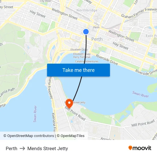 Perth to Mends Street Jetty map