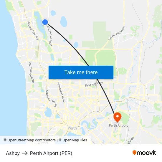 Ashby to Perth Airport (PER) map