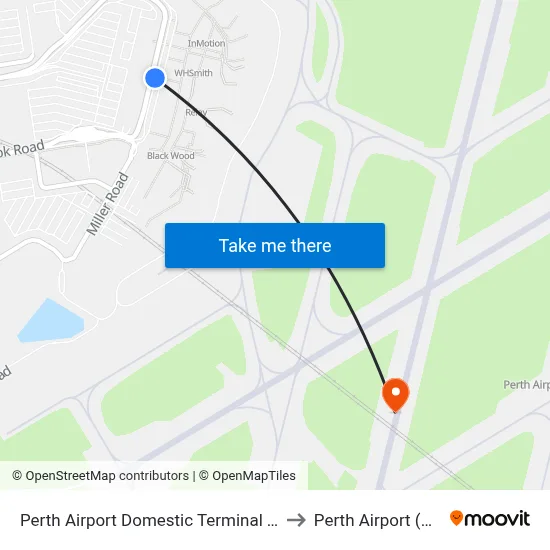 Perth Airport Domestic Terminal T3 T4 to Perth Airport (PER) map